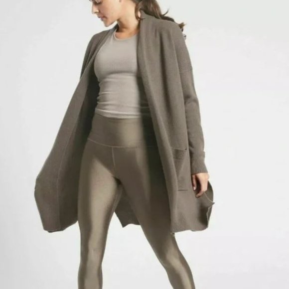 Athleta Sweaters - ATHLETA Spirit Wool Cashmere Wrap Cardigan Sweater Sz XS Coffee House Cozy
